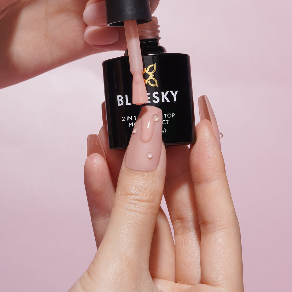 Streamline your manicure with Bluesky's game-changing 2-in-1 Matte Colour & Top Gel Polish