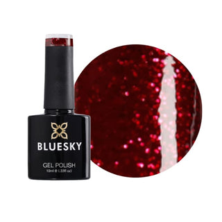 Bluesky Gel Polish - 80631 - Red Glitter Sparkle bottle and colour swatch