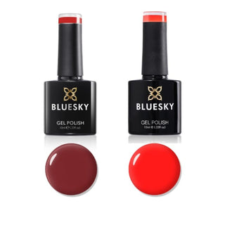 Bluesky Gel Polish Duo "Bite Me" - Woman Touch & Vampire Bite bottle and colour swatch