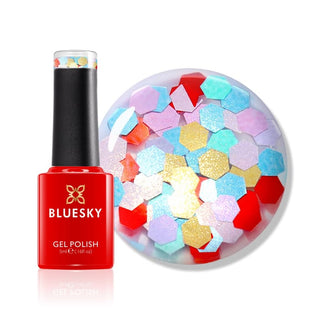 Bluesky Mini Gel Polish - Summer Love bottle and colour swatch