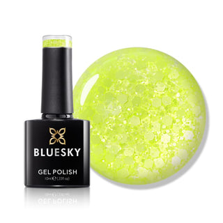 Bluesky Gel Polish - Glitter Neon 05 - Yellow bottle and colour swatch