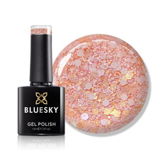 Bluesky Gel Polish - Glitter Neon 07 - Peach bottle and colour swatch