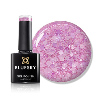 Bluesky Gel Polish - Glitter Neon 11 - Baby Pink bottle and colour swatch