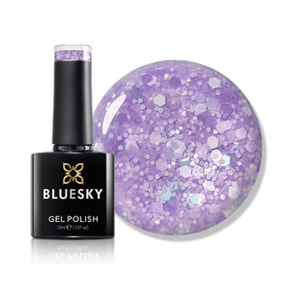 Bluesky Gel Polish - Glitter Neon 13 - Purple bottle and colour swatch