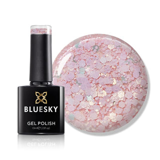 Bluesky Gel Polish - Glitter Neon 14 - Light Pink bottle and colour swatch