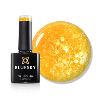 Bluesky Gel Polish - Glitter Neon 08 - Yellow bottle and colour swatch