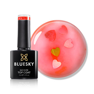 Bluesky No Wipe Top Coat - Neon Heart bottle and colour swatch