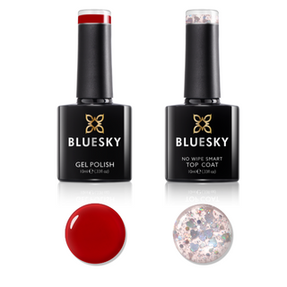 Bluesky Gel Polish Duo - "Kiss & Tell" - Passionate Red & Heart Romance