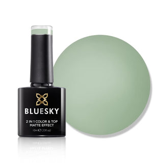 Bluesky 2 in 1 Matte Colour & Top Gel Polish - LBM08 - Olive Grove bottle and colour swatch