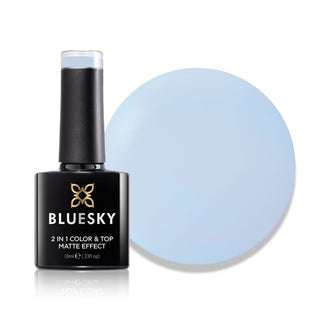 Bluesky 2 in 1 Matte Colour & Top Gel Polish - LPT05 - Baby Blue Bliss bottle and colour swatch