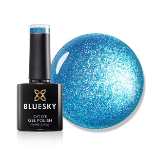 Bluesky Sparkle Diamond Cat Eye Gel Polish - LSD06 - Aquamarine Dream bottle and colour swatch