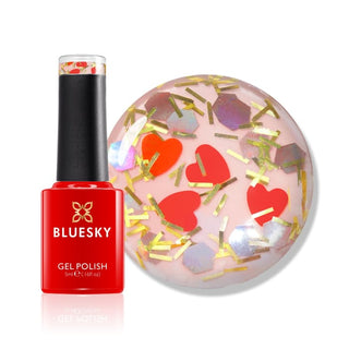 Bluesky Mini Gel Polish Top Coat - Steal My Heart bottle and colour swatch