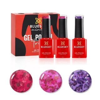 Glazed Diamond - 5ml Gel Polish Trio bottles and colour swatches