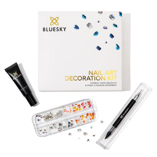 Bluesky Nail Art Decoration Kit bottle and colour swatch