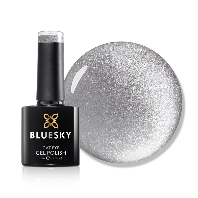 Silver Moonstone SJC02 Cat Eye Nail Gel Polish bottle and colour swatch