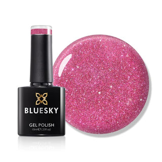 Bluesky Gel Polish - Sparkle Neon 04 - Pink bottle and colour swatch