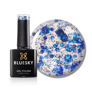 Celestial Blue - SPZ08 - 10ml Gel Polish bottle and colour swatch