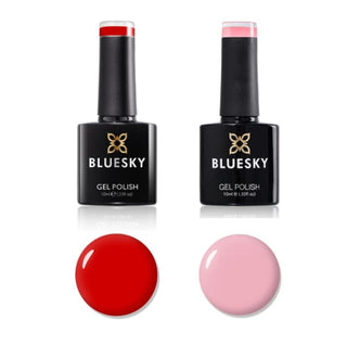 Bluesky Gel Polish Duo "Sugar & Spice" - Be The Boss & Blush Bunny bottle and colour swatch