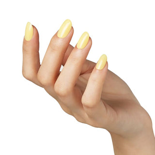 Bluesky Gel Polish - SS2402 - Yellow Sunlit colour on a hand