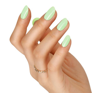 Bluesky Gel Polish - SS2413 - Limeade Glow colour on a hand