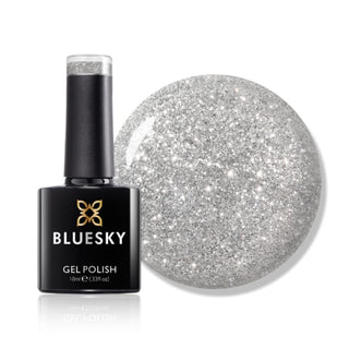 Bluesky Gel Polish - XMAS2103 - Silver Bells bottle and colour swatch