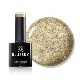 Bluesky Gel Polish - XMAS2105 - Champagne Fizz bottle and colour swatch