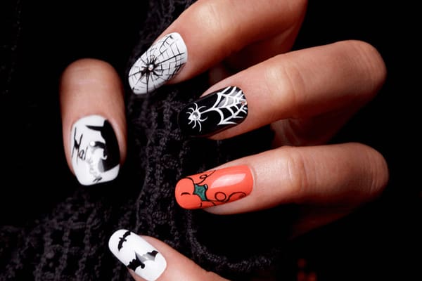 Halloween Nail Art, Spider Web Nails, Spider Nails