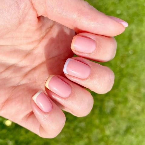 Pastel Tip French Nail Design with Bluesky Pink Gel Nail Polish