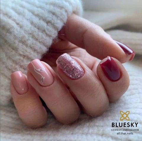 Pink Glitter Gel Nail Design