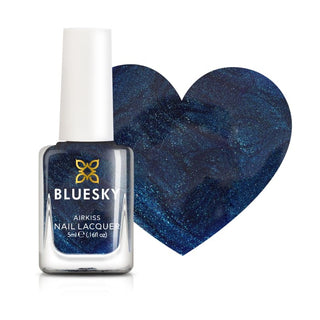 Bluesky Kids Airkiss Nail Polish - True Blue bottle and colour swatch