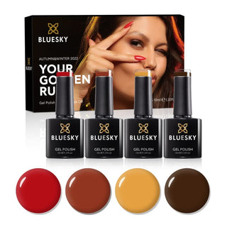 Bluesky AW2022 Golden Rule Collection of 4 gel polish bottles