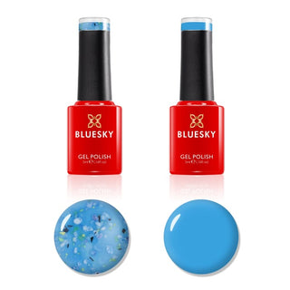 Bluesky Gel Polish Mini Duo - Flower Gel - Blue bottles and colour swatches