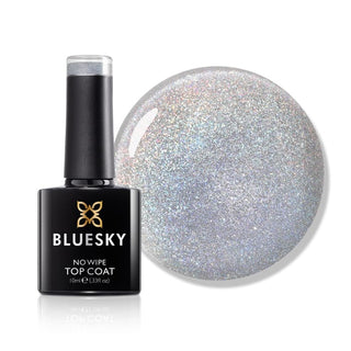 Bluesky No Wipe Top Coat - Magnetic Holo bottle and colour swatch