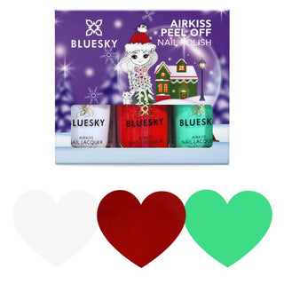 Bluesky Kids Airkiss Set - Christmas Candy Cane Collection bottles and colour swatches