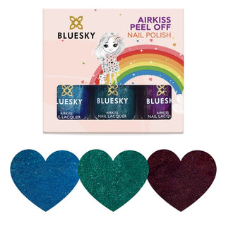 Bluesky Kids Airkiss Set - Cosmic Space Collection bottles and colour swatches