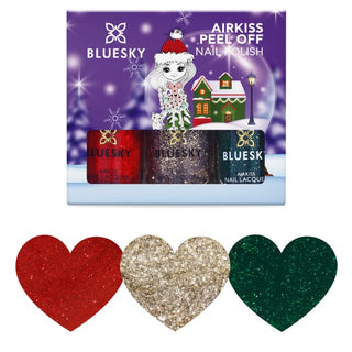 Bluesky Kids Airkiss Set - Christmas Glitters Collection bottles and colour swatches