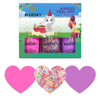 Bluesky Kids Airkiss Set - Party Time Collection bottles and colour swatches