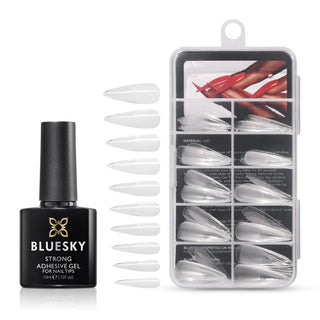 Bluesky Soft Gel Nail Extension Kit - Stiletto bottle and colour swatch