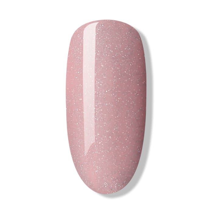 Bluesky Nude Baby Pink My Relief Gel Polish with fine glitter nail tip