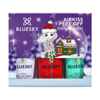 Bluesky Kids Airkiss Set - Christmas Candy Cane Collection bottles and colour swatches