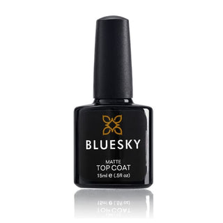 Bluesky Matte Top Coat - Large bottle and colour swatch