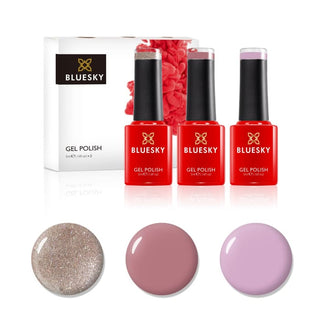 Bluesky Mini Trio Set Pretty In Pink - 5ml bottles and colour swatches