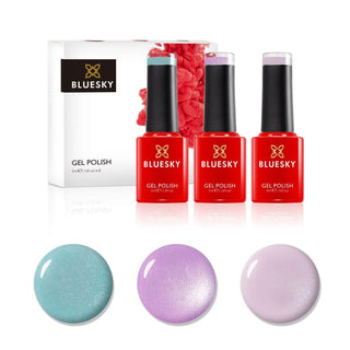 Bluesky Mini Trio Set Pastel Powder - 5ml bottles and colour swatches