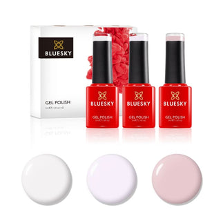 Bluesky Mini Trio Set French Manicure - 5ml bottles and colour swatches