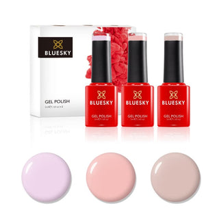 Bluesky Mini Trio Set Natural Nudes - 5ml bottles and colour swatches