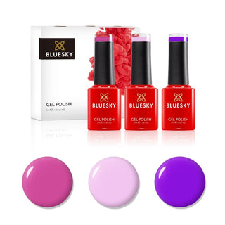 Bluesky Mini Trio Set - Pretty Pinks & Purples - 5ml bottles and colour swatches