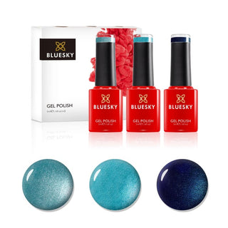 Bluesky Mini Trio Set Teals - 5ml bottles and colour swatches