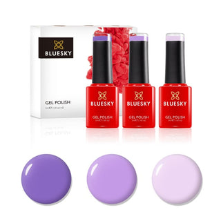 Bluesky Mini Trio Set Luscious Lilacs - 5ml bottles and colour swatches