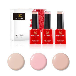 Bluesky Mini Trio Set Soft Nudes - 5ml bottles and colour swatches