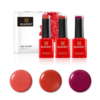 Bluesky Mini Trio Set Fiery Powder - 5ml bottles and colour swatches